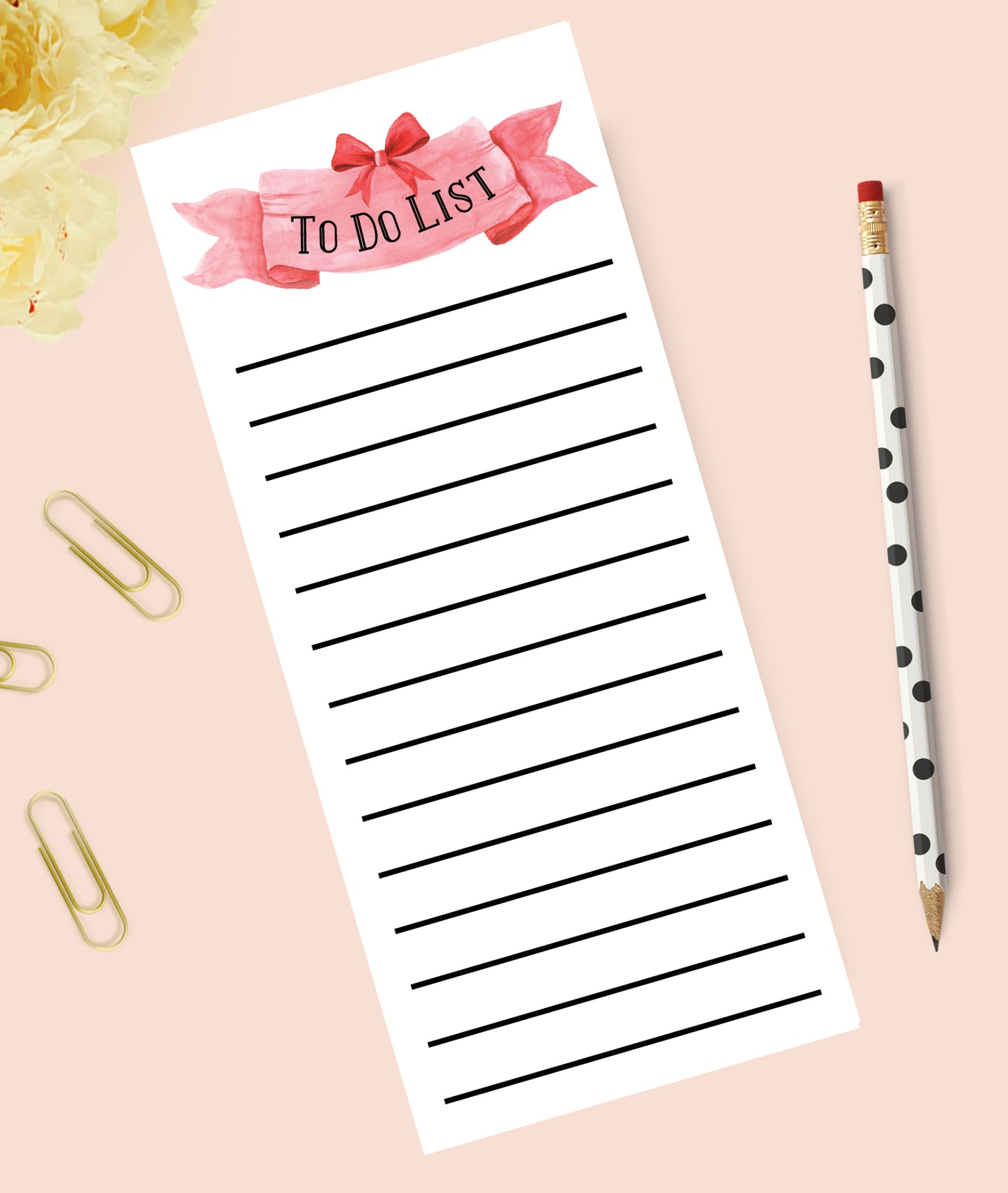 Pink Bow To Do List Notepad