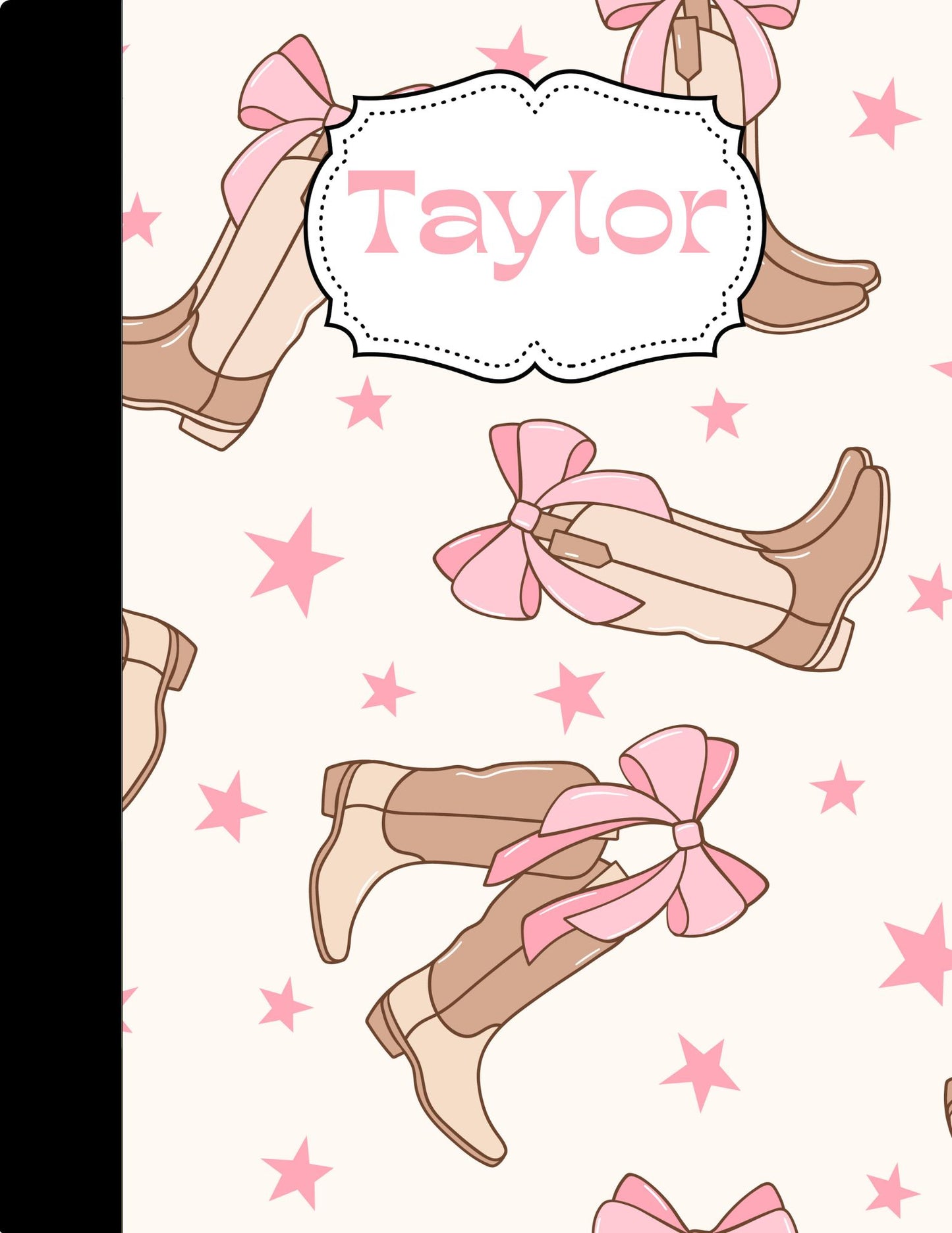 Pink Bow Boots Composition Notebook - Customized