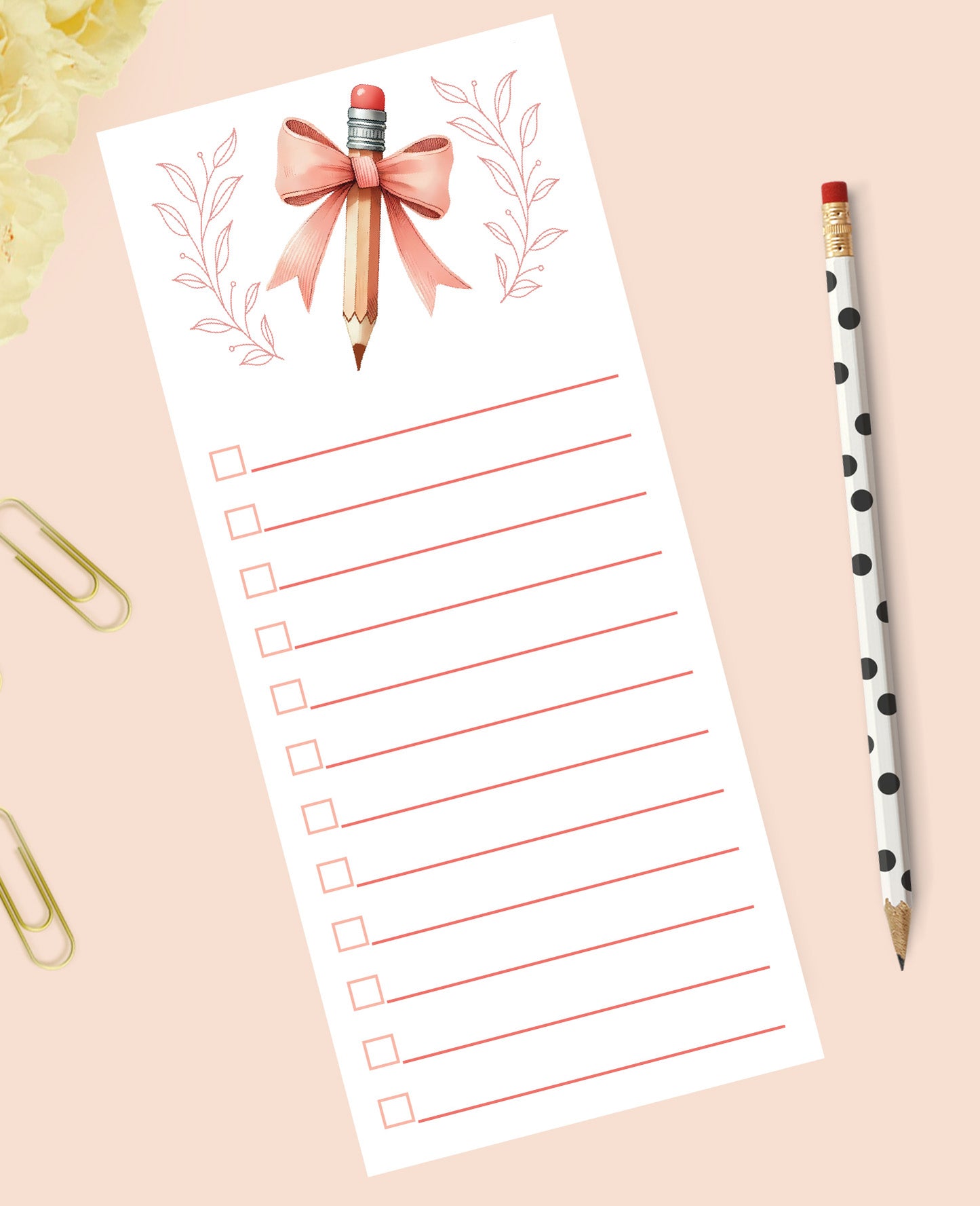 Teacher Bow Pencil Notepad