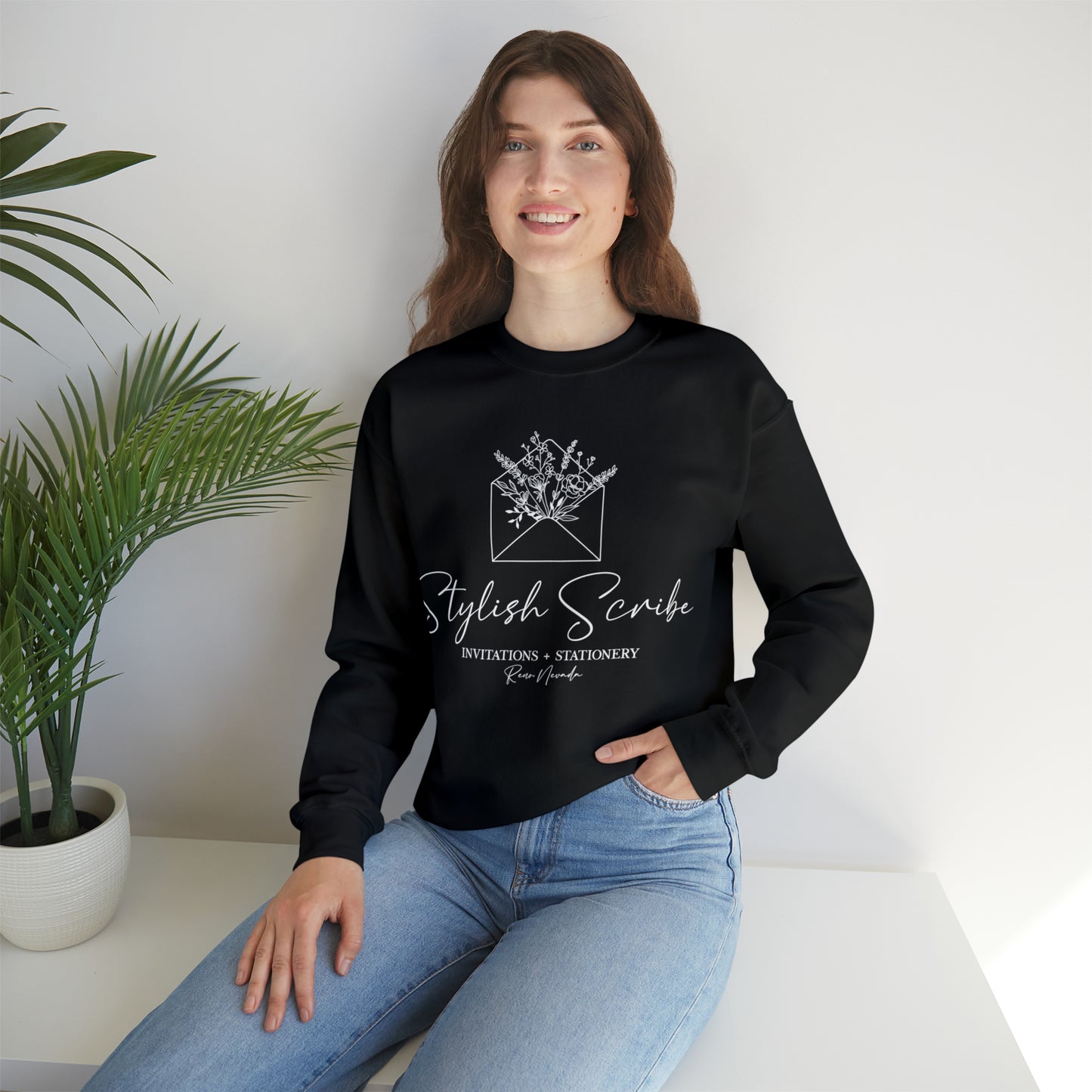 Stylish Scribe Crewneck Black Sweatshirt