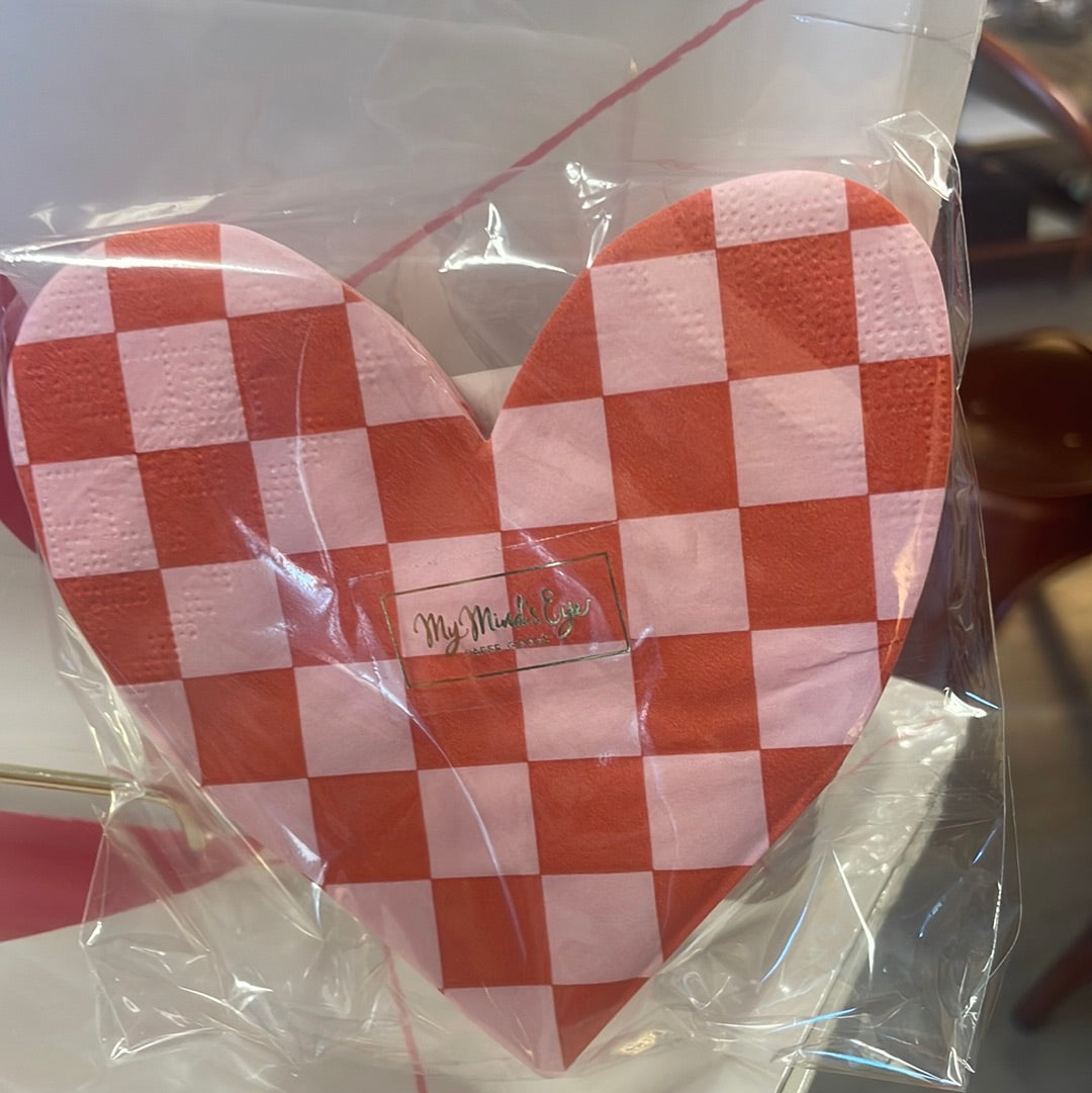 Checkered Love Heart Napkins