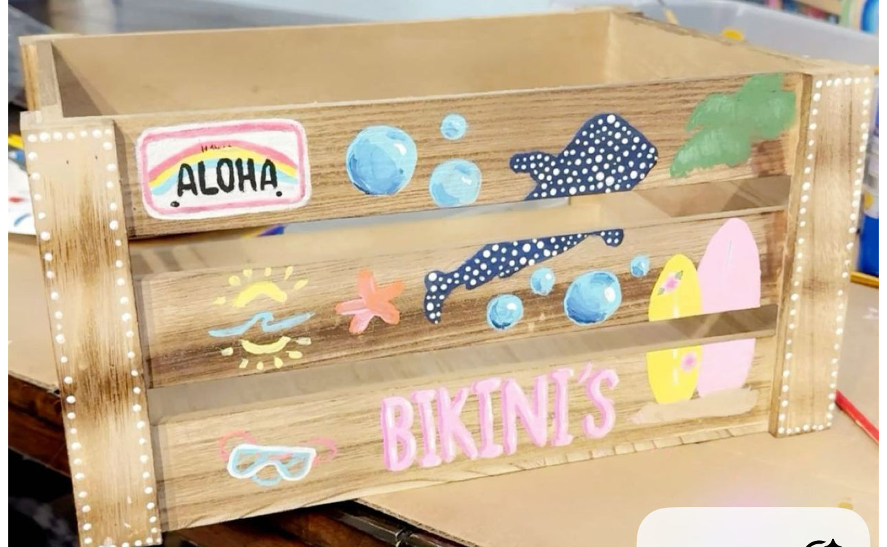 June 7th Craft - painted swim suit crates