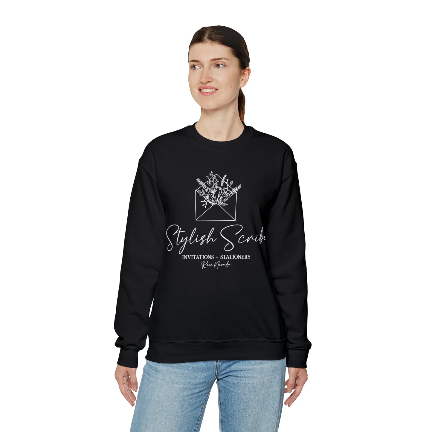 Stylish Scribe Crewneck Black Sweatshirt