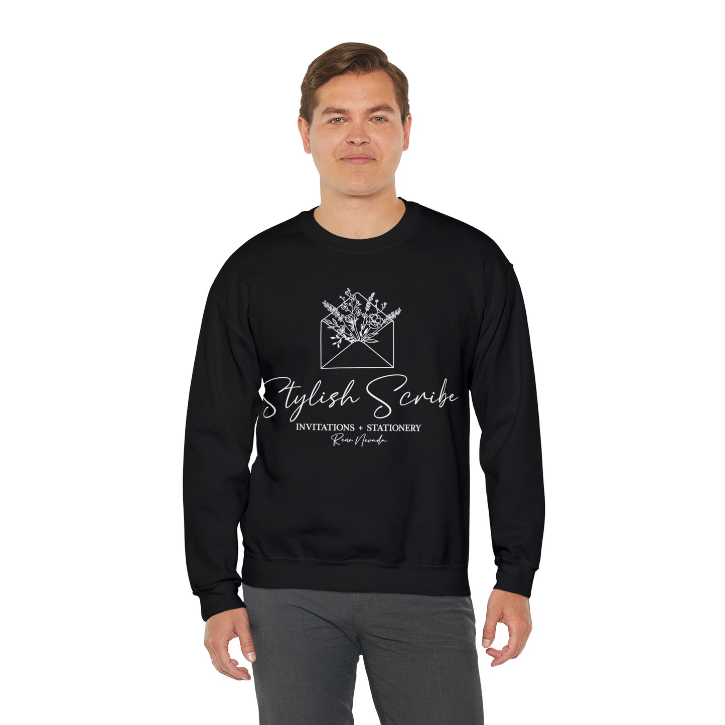 Stylish Scribe Crewneck Black Sweatshirt