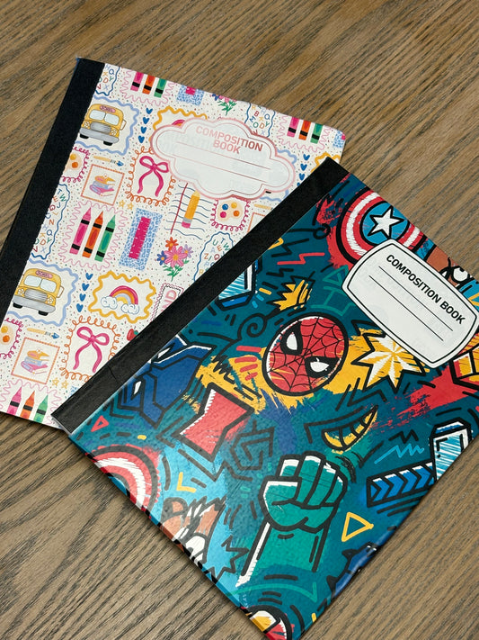 Purple + Pink Checked Composition Notebook - Customized