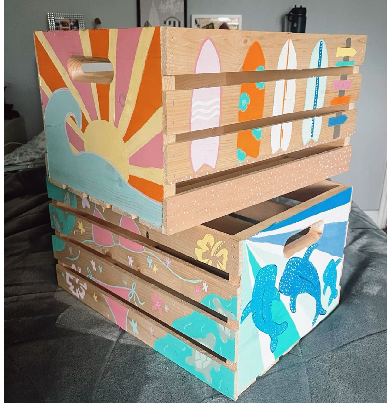 June 7th Craft - painted swim suit crates