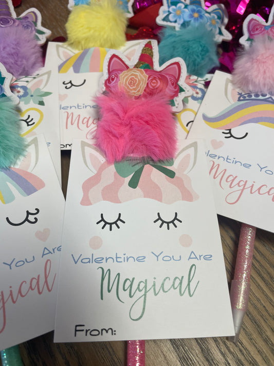Unicorn Fluffy Pen Valentines