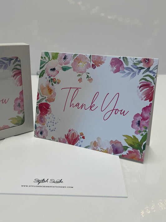 Floral Border Thank You Notecards