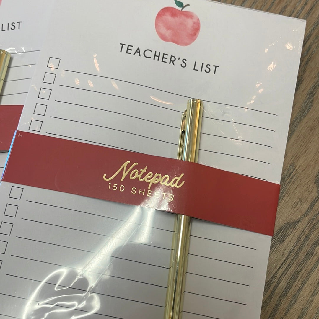 Teachers List Notepad and Pen