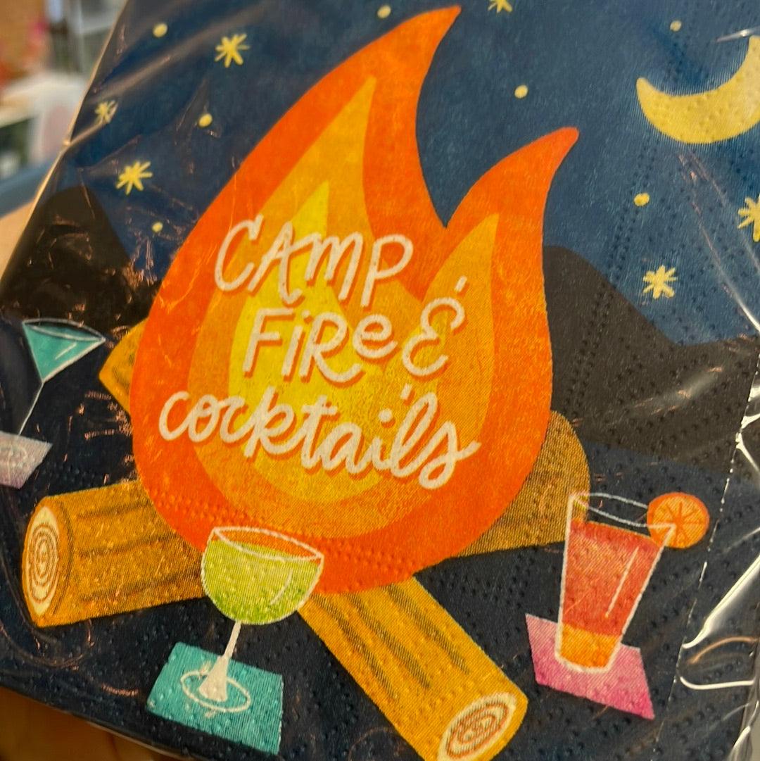 Campfire and cocktails napkins
