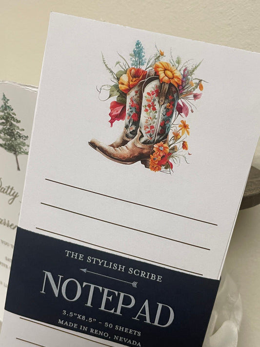 Floral Cowboy Boot notepad