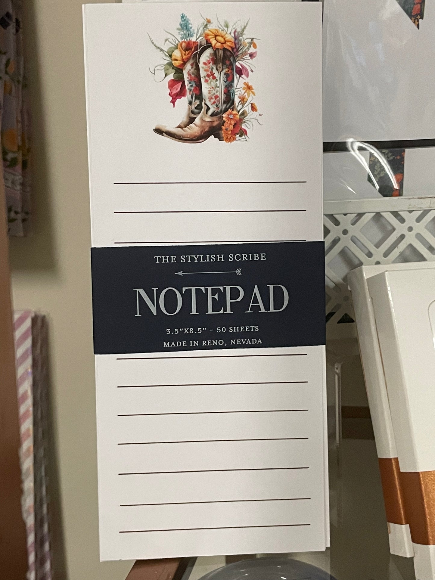 Floral Cowboy Boot notepad