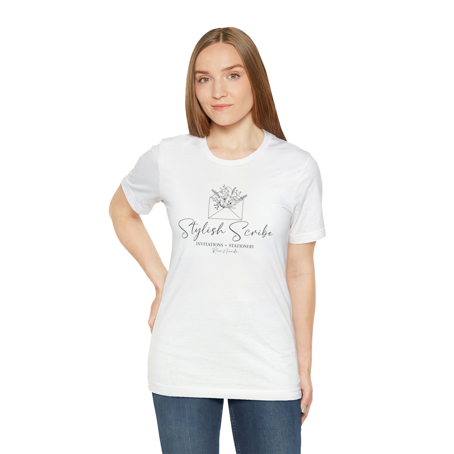 Stylish Scribe White Short Sleeve Tee