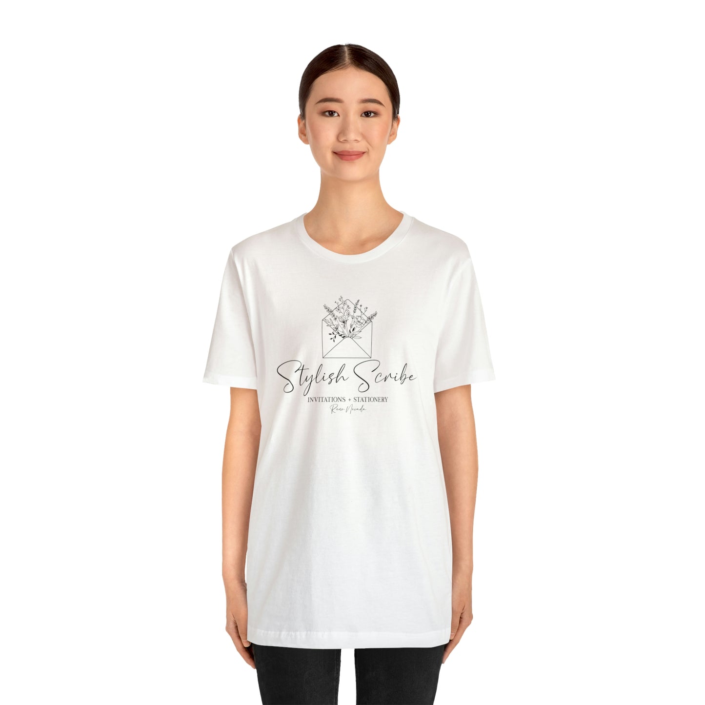 Stylish Scribe White Short Sleeve Tee