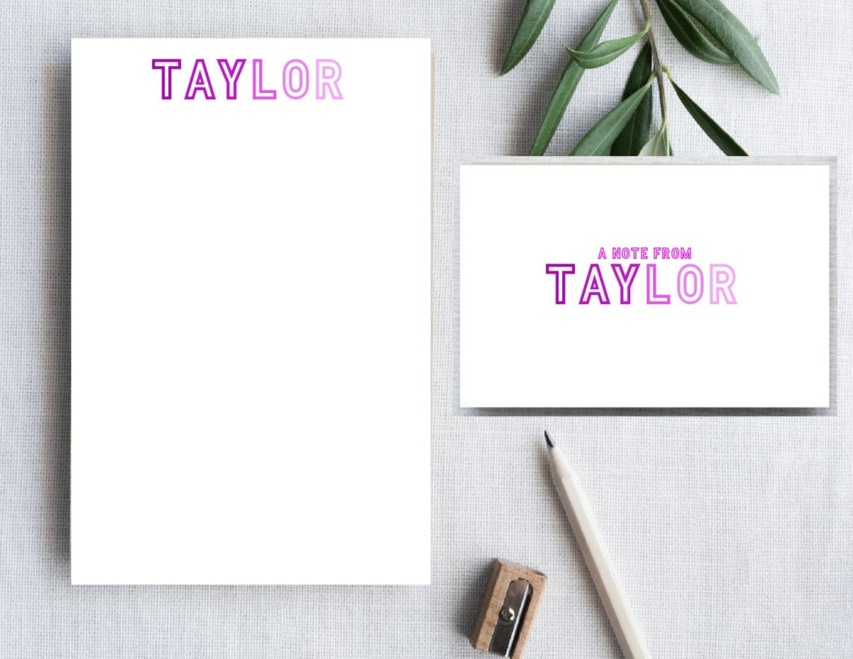 Gradient Name Custom Stationery