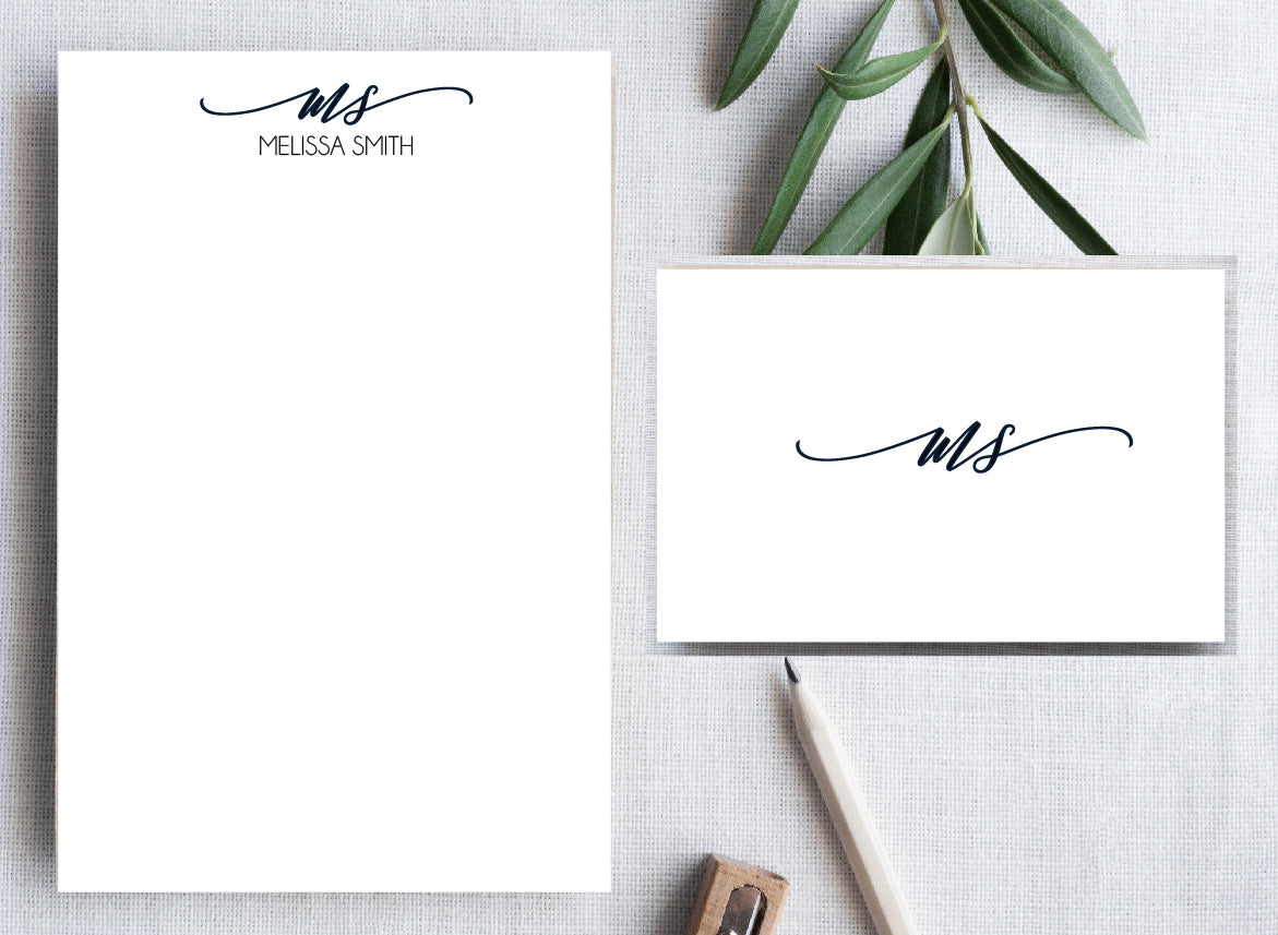 Modern Script Initial Stationery Set
