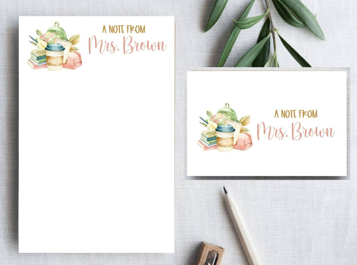 Watercolor Teacher Stationery Set