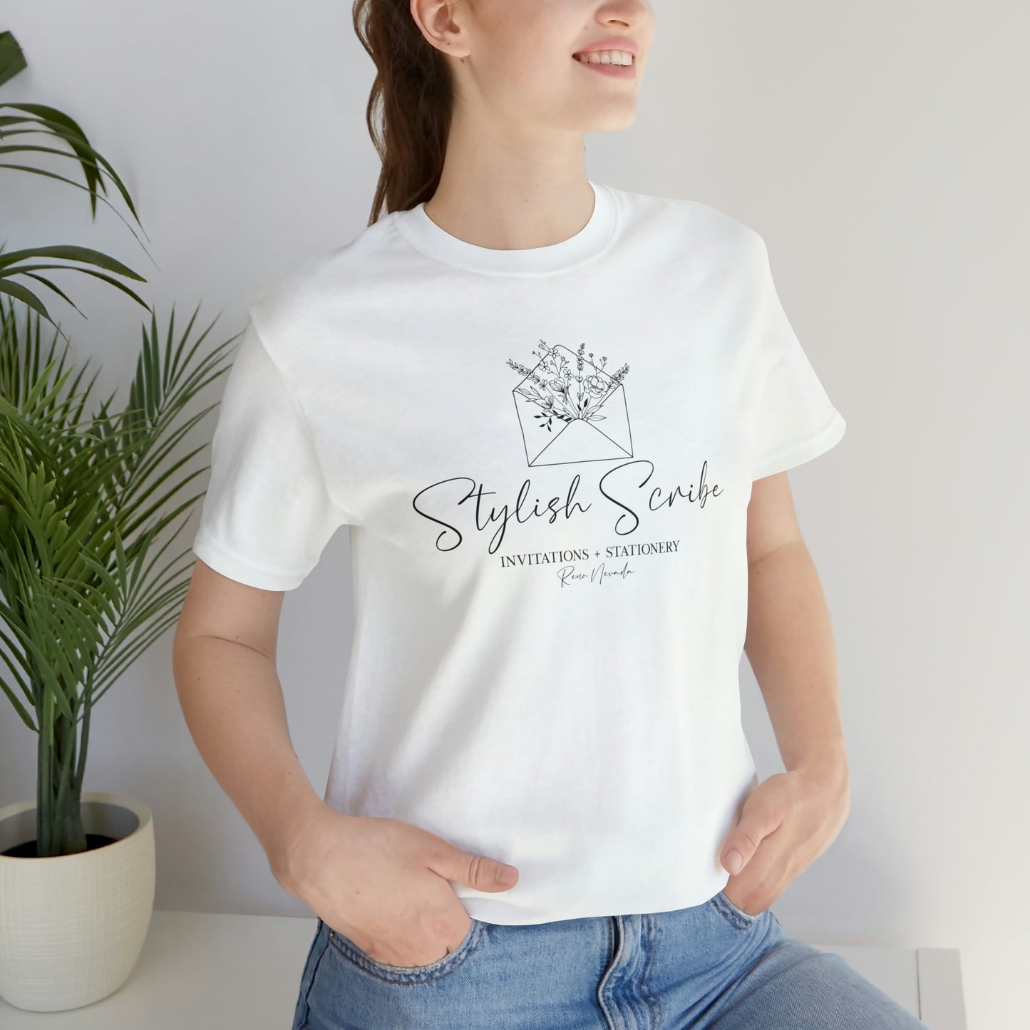 Stylish Scribe White Short Sleeve Tee