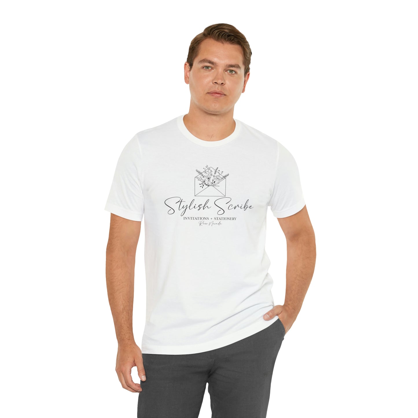 Stylish Scribe White Short Sleeve Tee