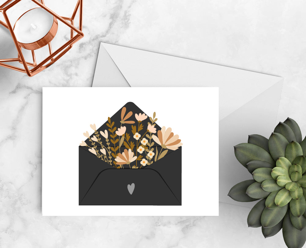 Black Floral Notecards