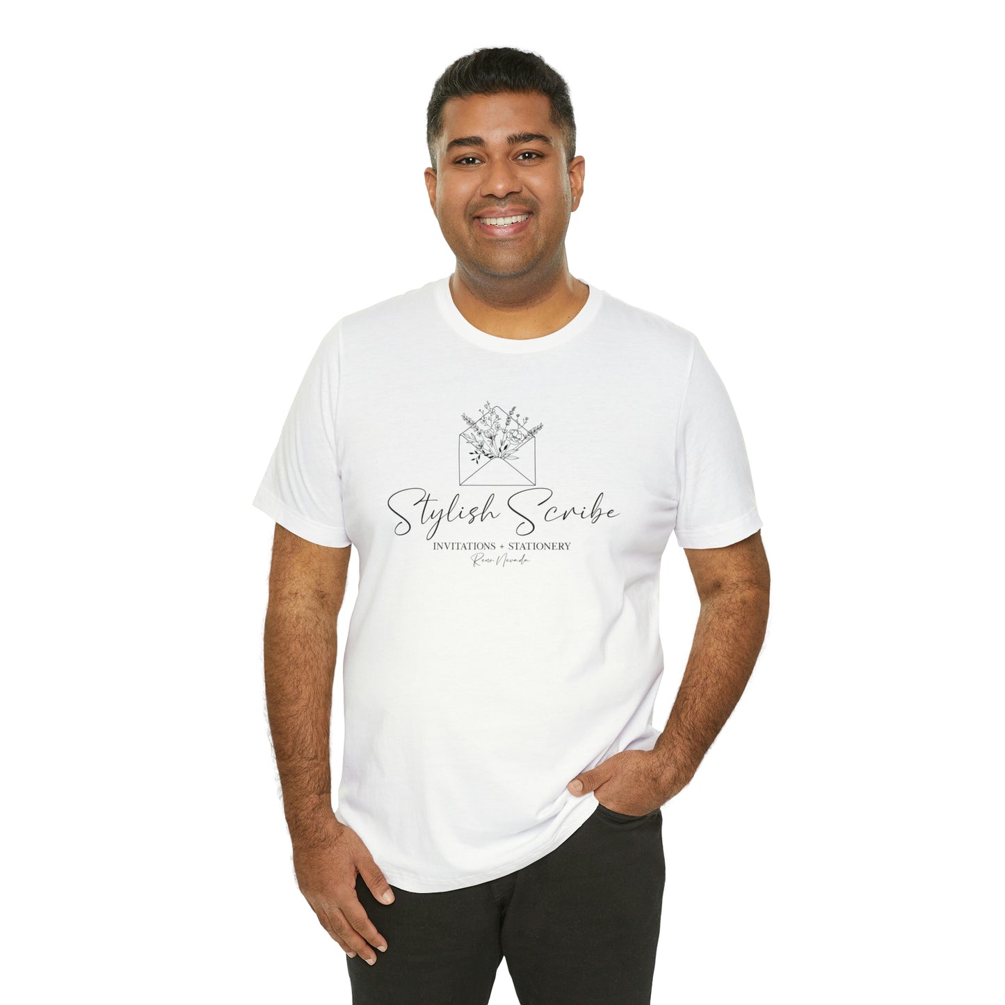 Stylish Scribe White Short Sleeve Tee