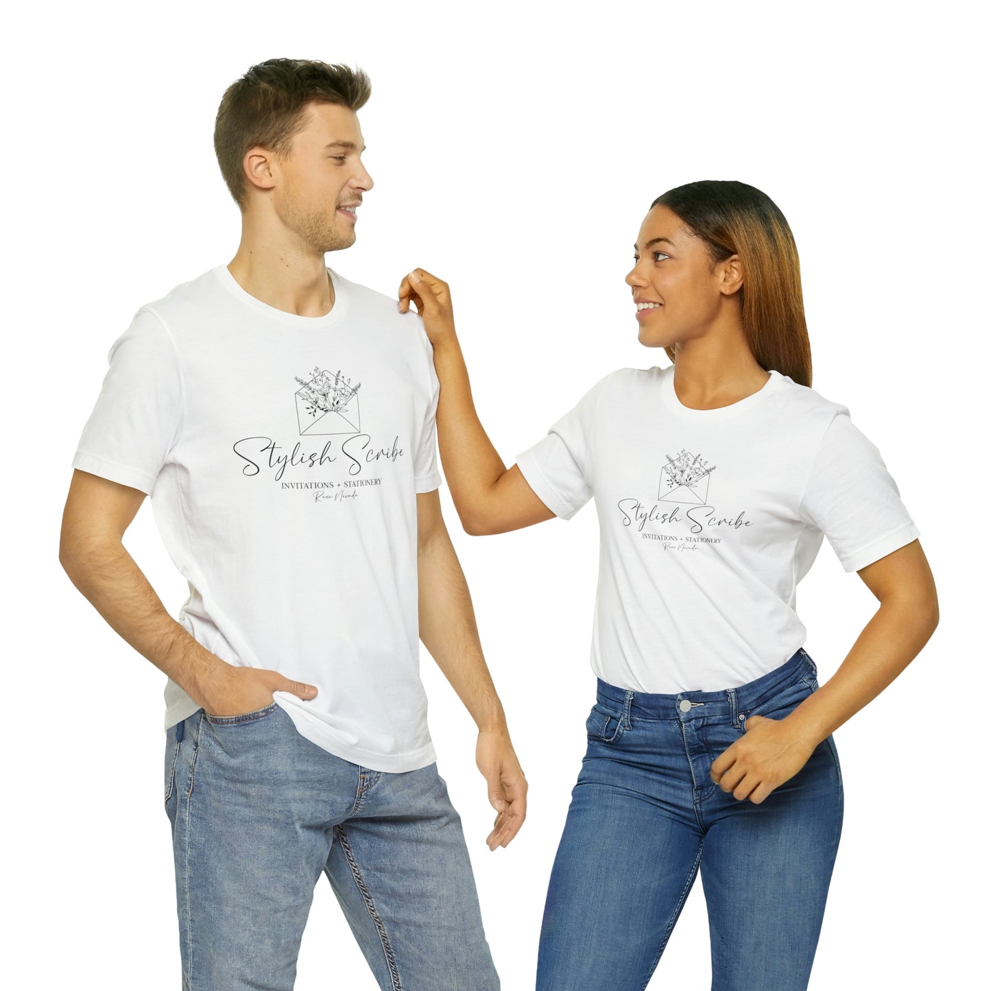 Stylish Scribe White Short Sleeve Tee