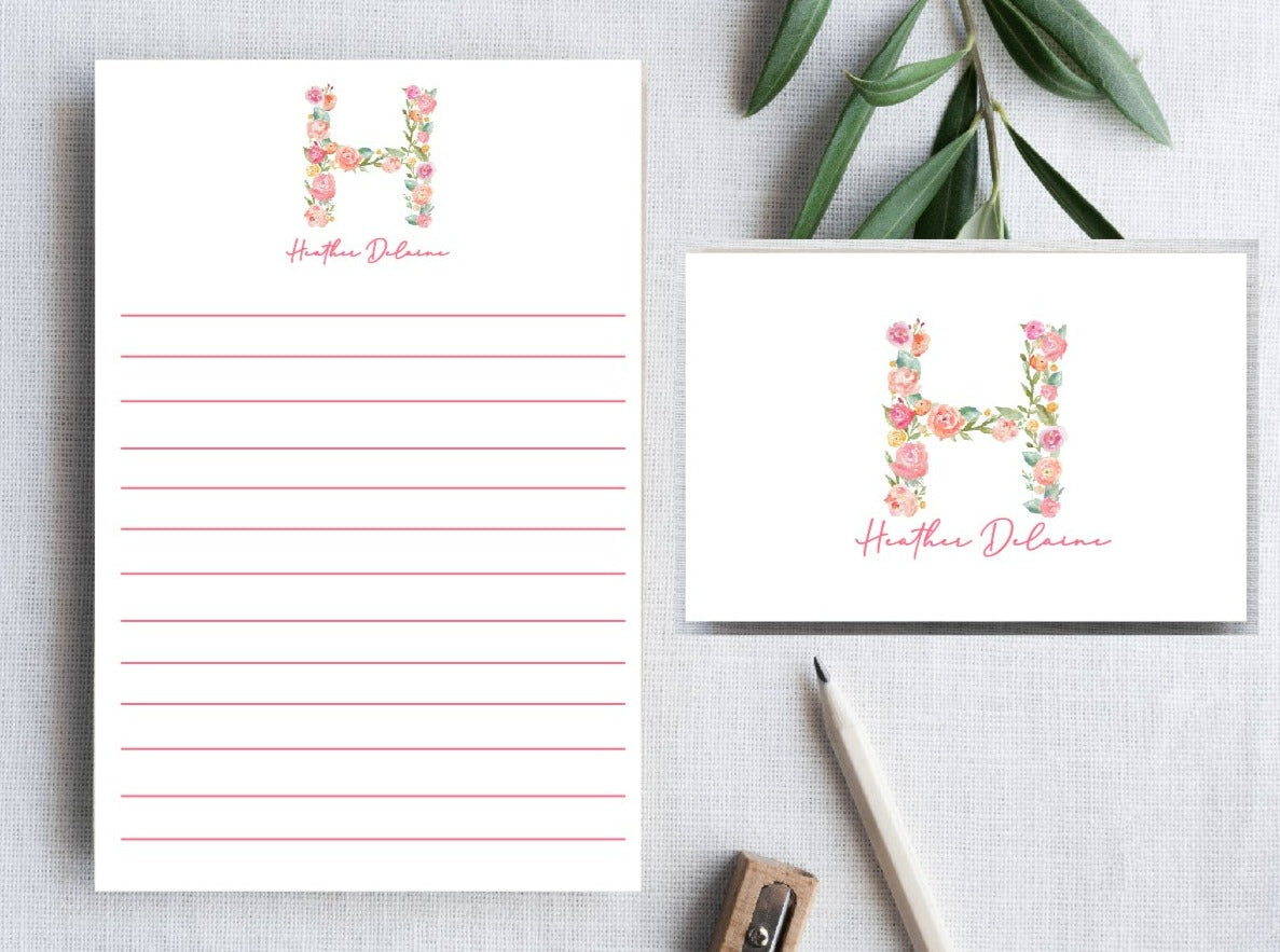 Floral Letter Stationery Set