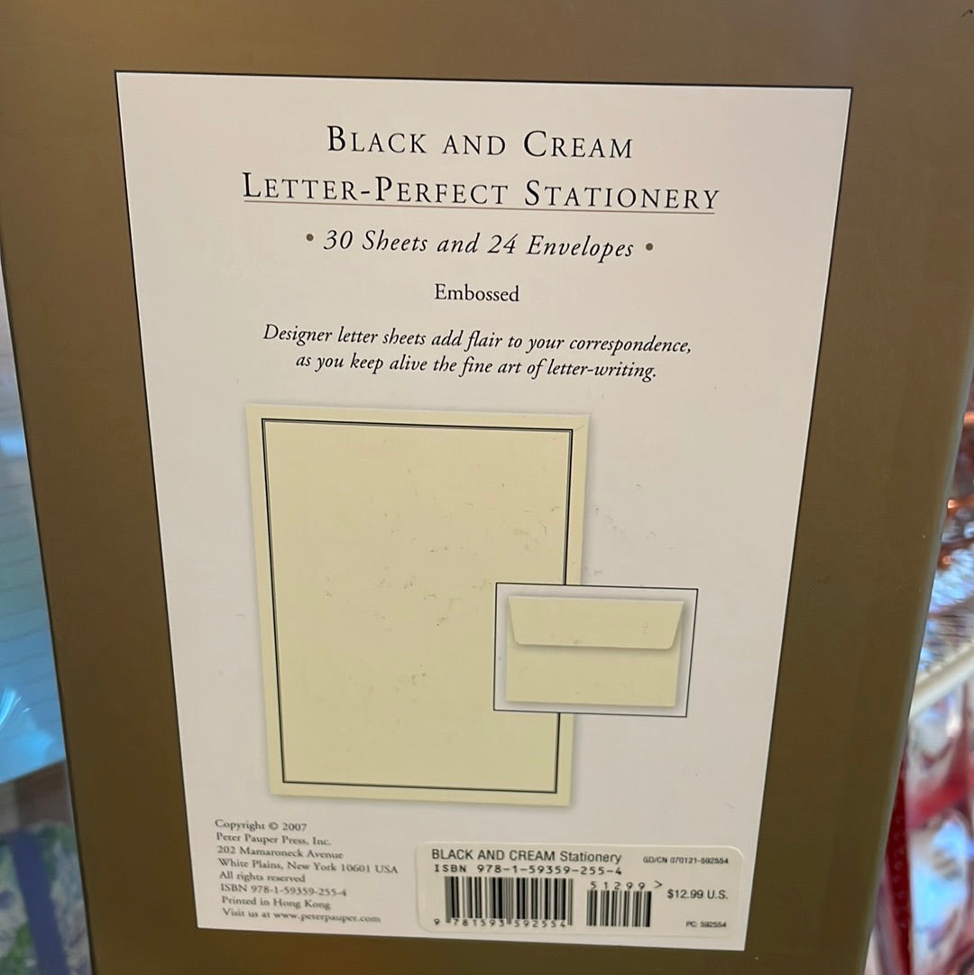 Black Embossed Boxed Stationery Set