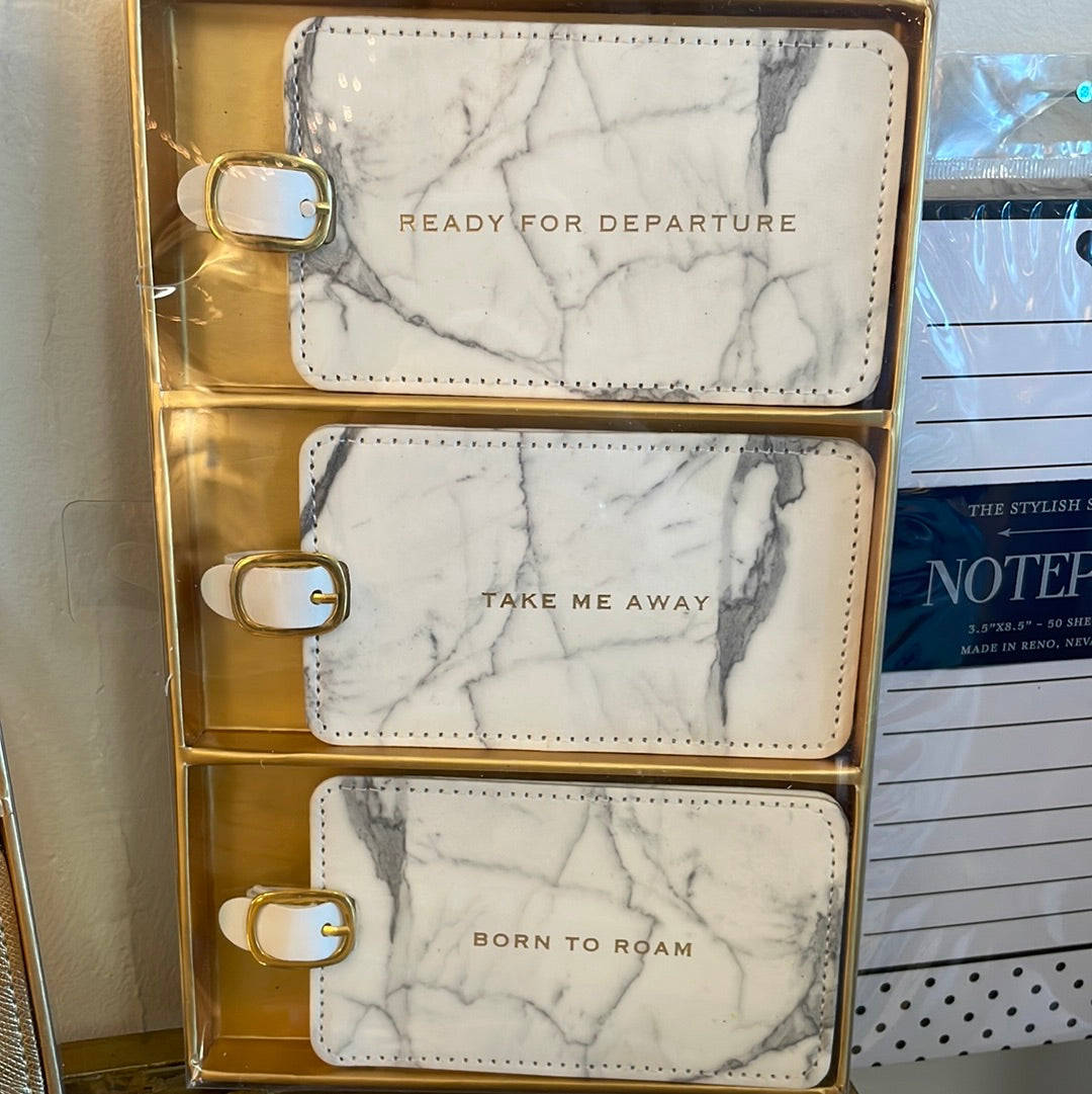 Marble 3 piece Luggage Tag Set