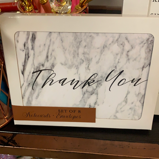 Black and White Marble Thank You Cards