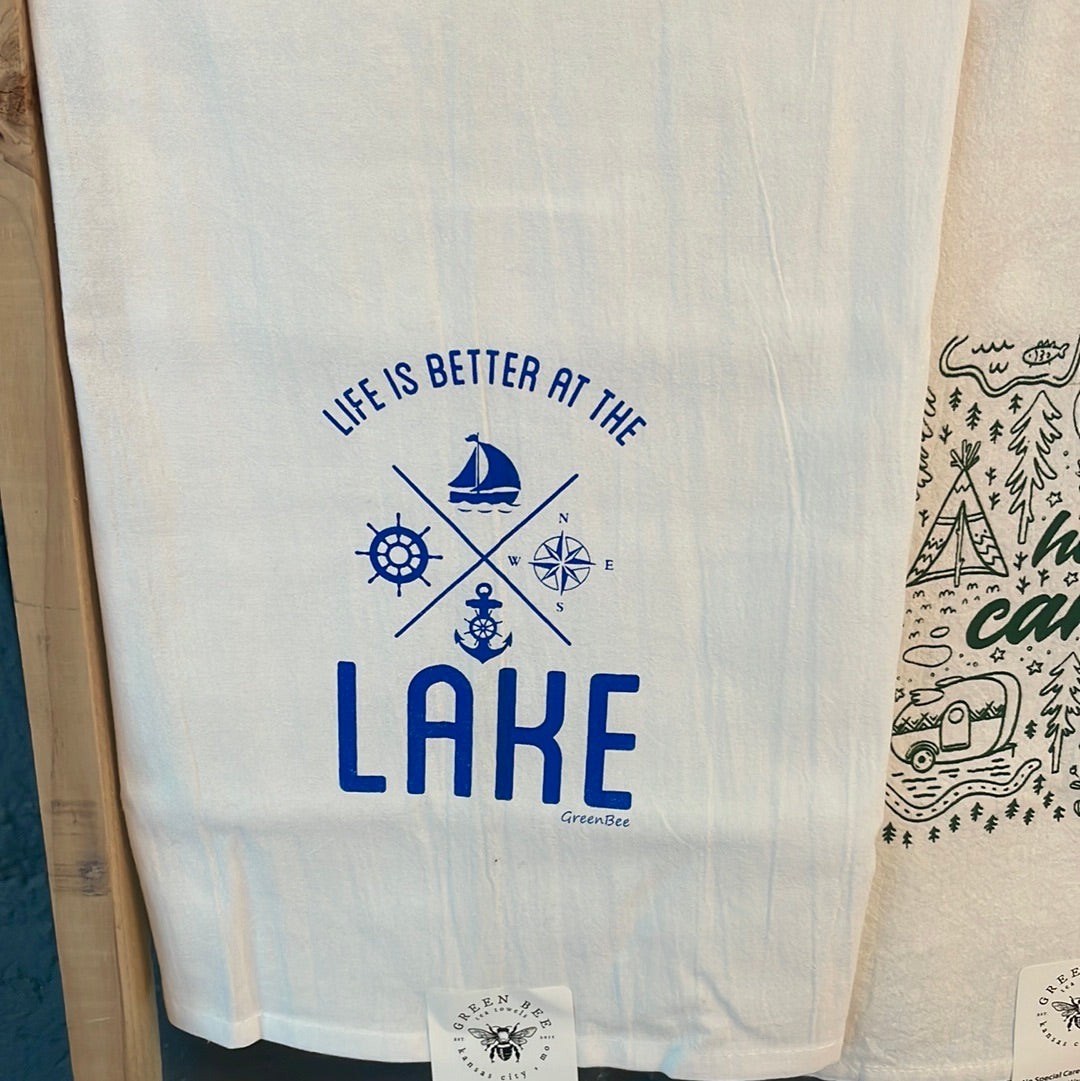 Life is better at the Lake  Tea Towel