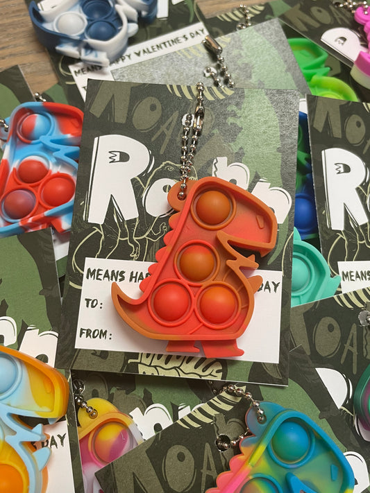 Dinosaur Pop It Keychain Valentines