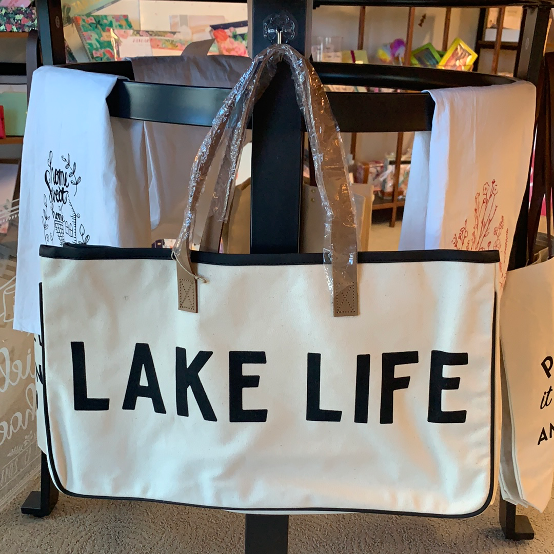Large Canvas Lake Life tote