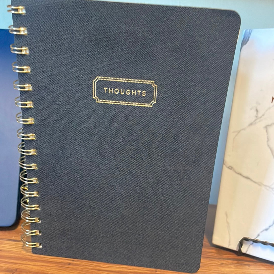 Black linen Thoughts notebook