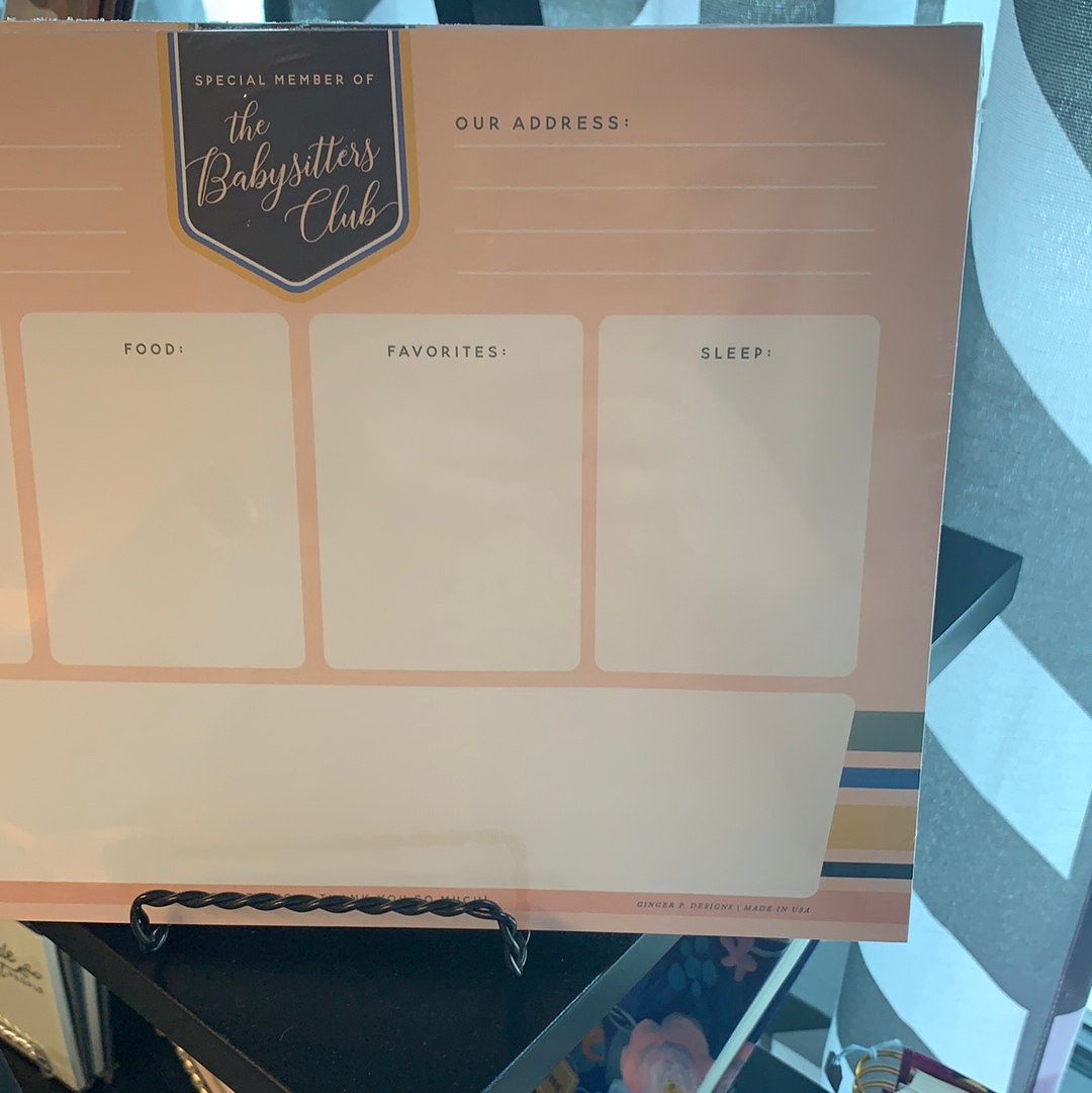 Babysitter Notepad