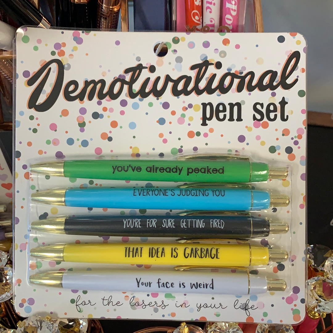 SDJMa Funny Ballpoint Pens Set of 5 Colorful Demotivational Pens