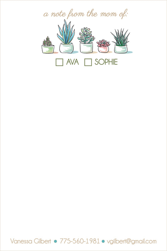 Mom Notepads - Succulents