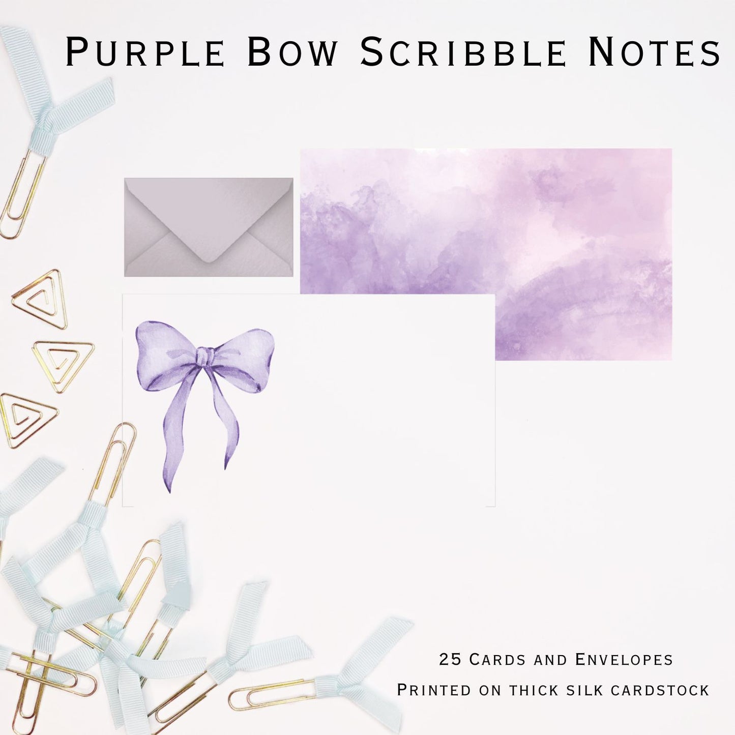 Purple Bow Stylish Scribble Cards
