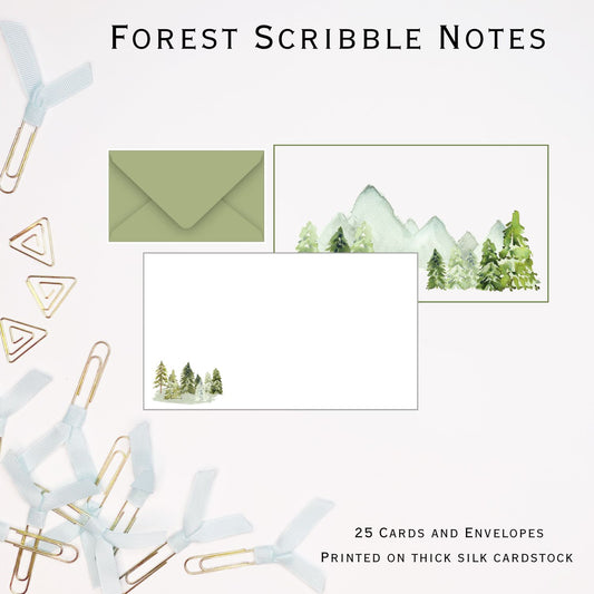 Watercolor Forest Stylish Scribble Cards