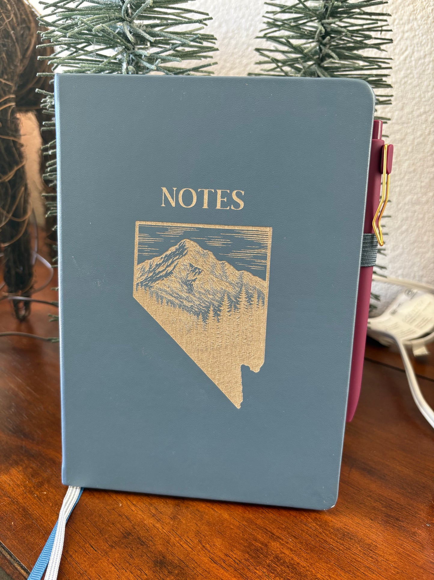Nevada Mountain Engraved vegan leather journal