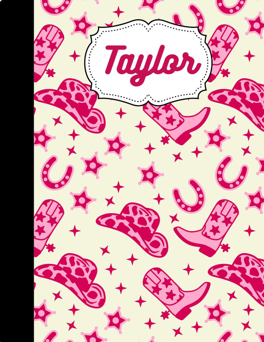 Pink Cowgirl Composition Notebook - Customized