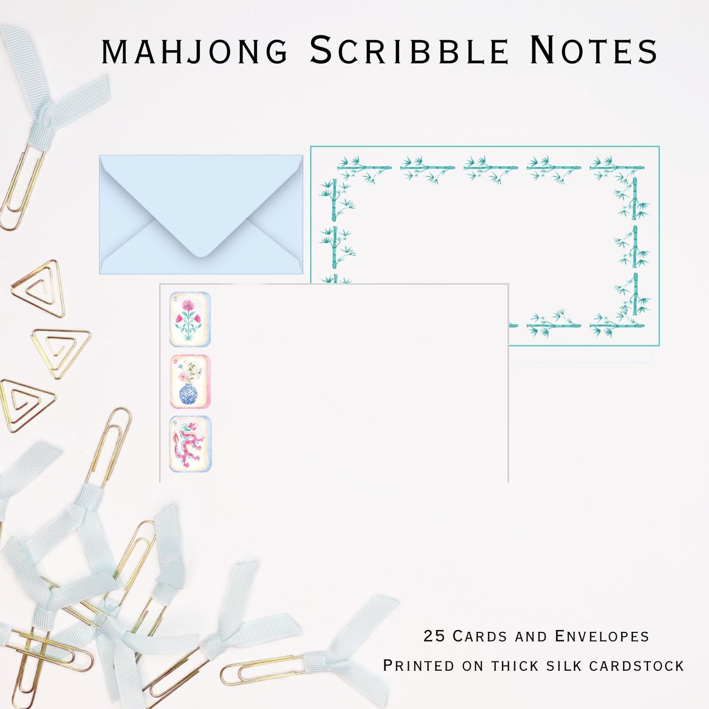 Mahjong Tiles Stylish Scribble Cards