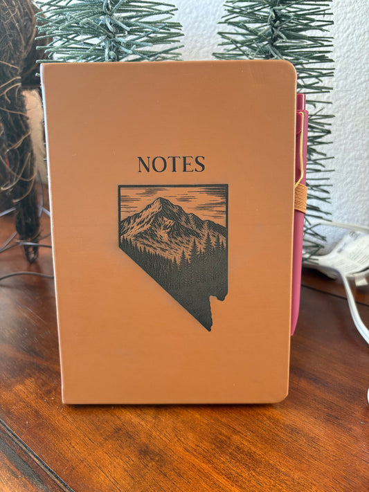 Nevada Mountain Engraved vegan leather journal