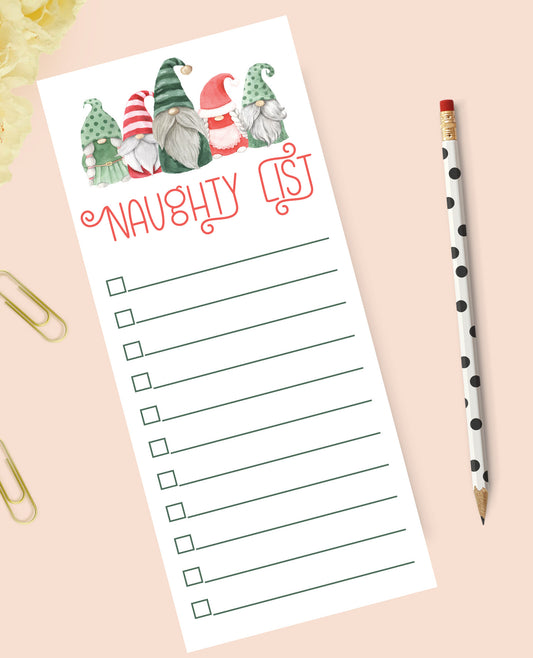 Naughty List Gnome notepad