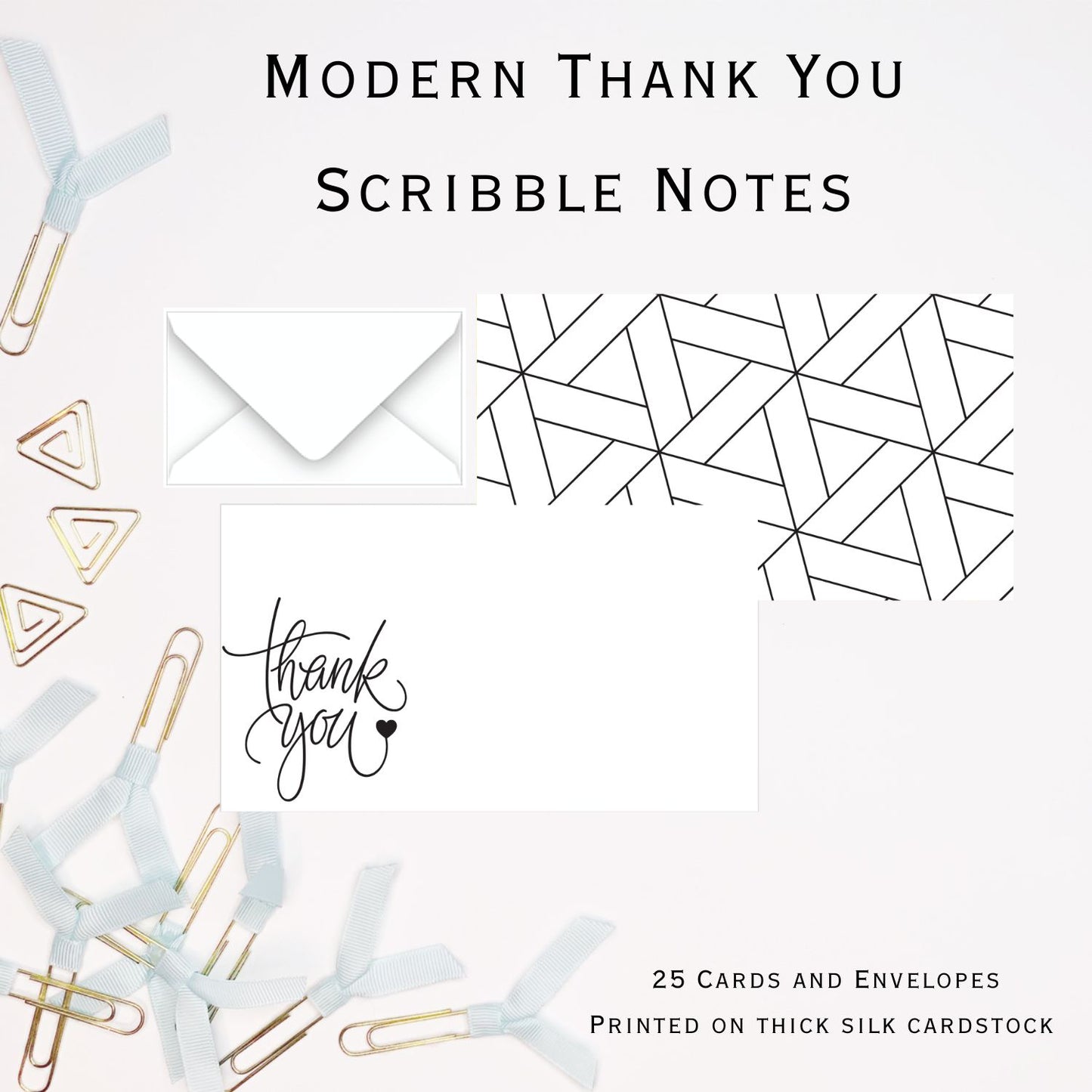 Modern Thank You Stylish Scribble Cards