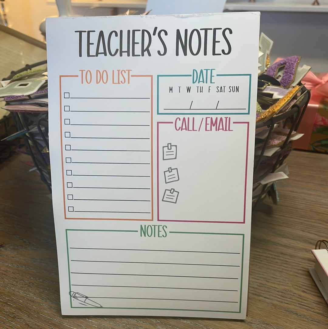 Class Notes Notepad Teacher’s Notes Notepad – Stylish Scribe Stationery