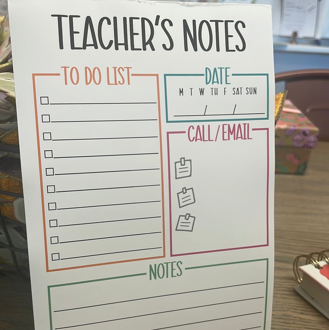 Class Notes Notepad Teacher’s Notes Notepad – Stylish Scribe Stationery