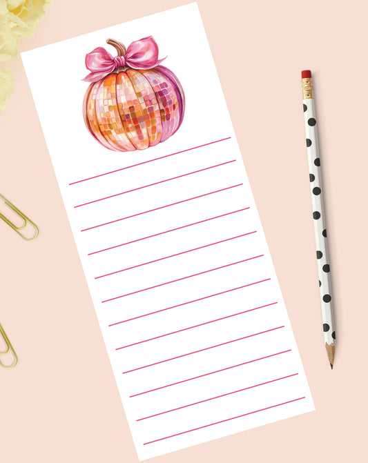 Pink Disco Ball Pumpkin Notepad