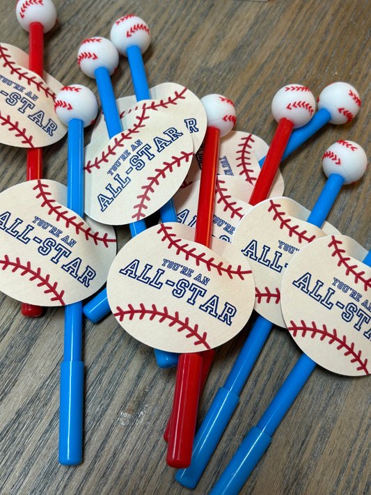 Baseball Gel Pen Valentines