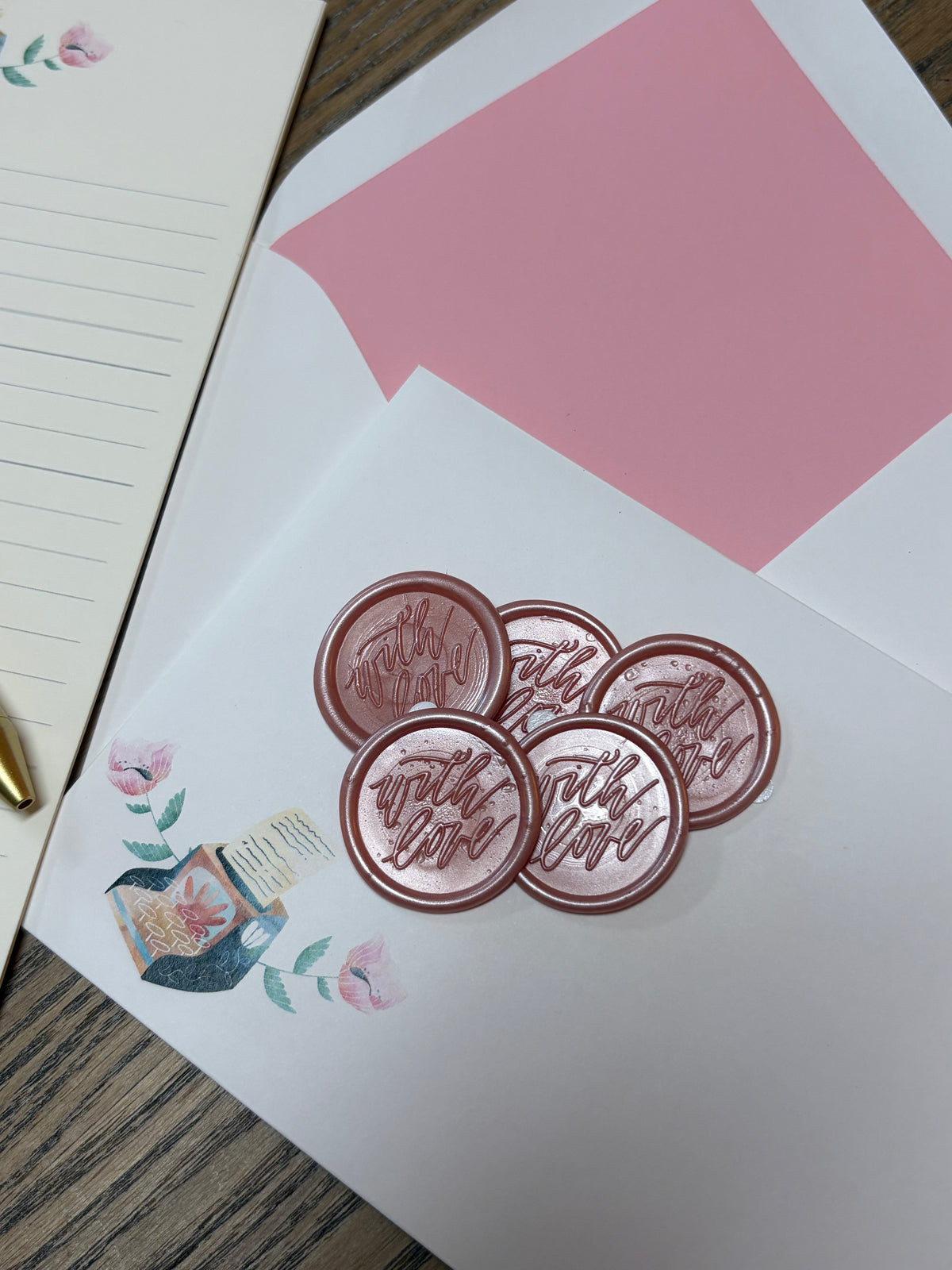 Pink Floral Stationery Set